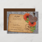 Rustikales Herz Orange Daisy Country Wedding UAWG RSVP Karte (Vorne/Hinten)