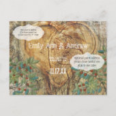 Rustikales Herz Save the Date in Tree Trunk Ankündigungspostkarte (Rückseite)