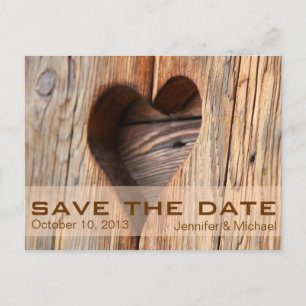 Rustikales Herz Save the Date Vintag Ankündigungspostkarte