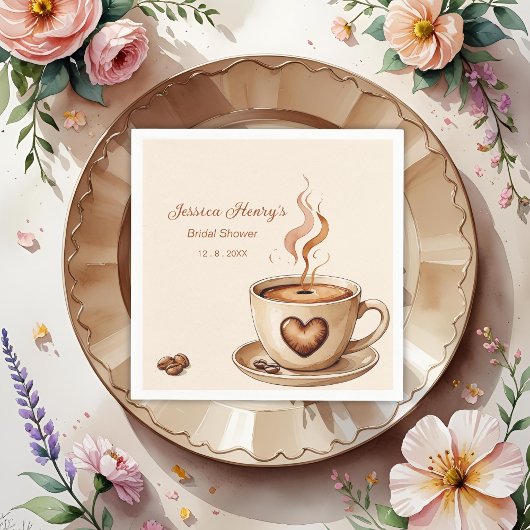 Rustikales Herz-Tasse-Brautparty Serviette