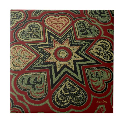 'Rustikales Herz' Trivet/Tile Fliese (Vorderseite)