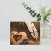 Rustikales Herz und Federvalentin Feiertagskarte (Stehend Vorderseite)