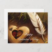 Rustikales Herz und Federvalentin Feiertagskarte (Vorne/Hinten)