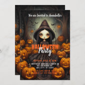 Rustikales Hexenkäse Pumpkins-Halloween-Party Einladung (Vorne/Hinten)