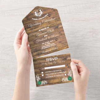 Rustikales Highlight in einer Hochzeitsreise All In One Einladung