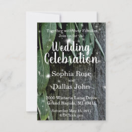 Rustikales Hinterhofholz und Kräuter Hochzeit Einladung