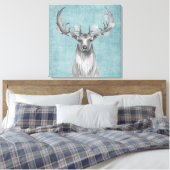 Rustikales Hirsch auf Denim Leinwanddruck (Insitu (Schlafzimmer))