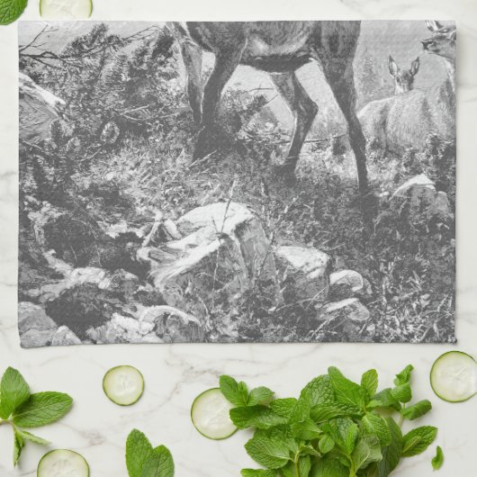 Rustikales Hirsch im Hochgebirge Geschirrtuch (Gefaltet)