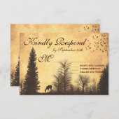 Rustikales Hirsch in Bäumen Land Hochzeitskarten RSVP Karte (Vorne/Hinten)