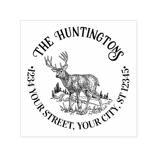Rustikales Hirsch in wilder Runde Familienname Ret Permastempel (Design)