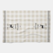 Rustikales Hirsch Personalisiert Kariert Geschirrtuch (Horizontal)