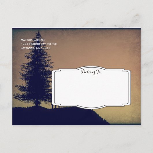 Rustikales Hirschbaumland Save the Date Postkarten (Rückseite)