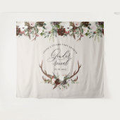 Rustikales Hirschblütengeschlecht zeigt Babydusche Wandteppich (Vorderseite (Horizontal))