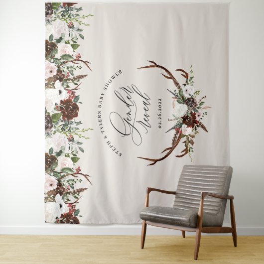 Rustikales Hirschblütengeschlecht zeigt Babydusche Wandteppich (Beispiel)