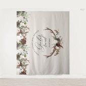 Rustikales Hirschblütengeschlecht zeigt Babydusche Wandteppich (Vorderseite)