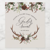 Rustikales Hirschblütengeschlecht zeigt Babydusche Weinetikett (Einzelnes Label)