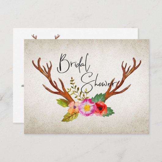 Rustikales Hirschgewächse Brautparty Einladungspostkarte (Vorne/Hinten)