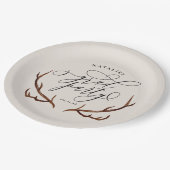 Rustikales Hirschgeweih-Abschluss-Party Pappteller (Schrägansicht)