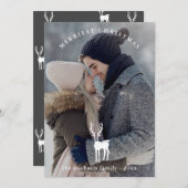 Rustikales Hirschüberlagern Zwei Fotos Weihnachtsf Feiertagskarte (Vorne/Hinten)