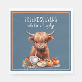 Rustikales Hochland Kuh Friendsgiving Luncheon Serviette