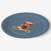 Rustikales Hochland Kuh Friendsgiving Papierplatte Pappteller (Schrägansicht)