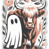 Rustikales Hochland-Kuh Ghost Halloween Aufkleber (Vorderseite)