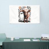 Rustikales Hochland-Kuh Ghost Halloween Banner (Messeveranstaltung)