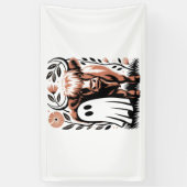 Rustikales Hochland-Kuh Ghost Halloween Banner (Vertikal)