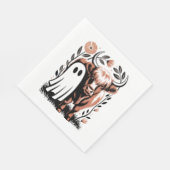 Rustikales Hochland-Kuh Ghost Halloween Serviette (Ecke)