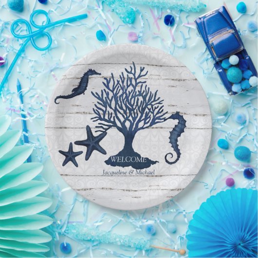 Rustikales Hochwasser-Seepferd Pappteller (Party)