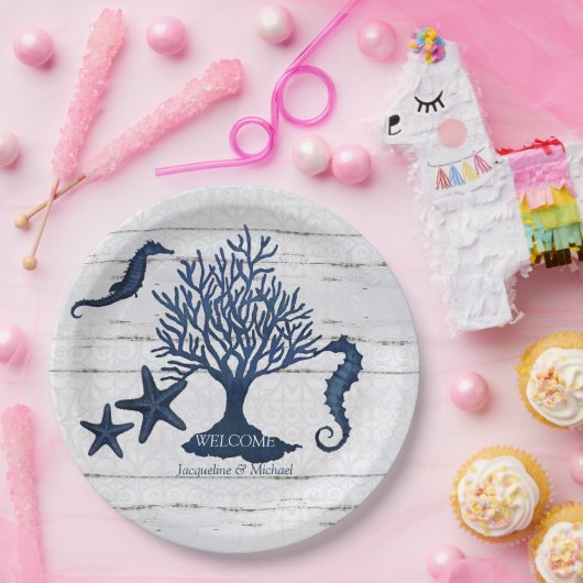 Rustikales Hochwasser-Seepferd Pappteller (Party)