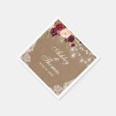 Rustikales Hochzeitburlap Jar Lights Floral Lace Serviette (Ecke)
