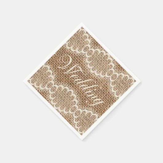 Rustikales Hochzeitburlap Lace Serviette (Ecke)