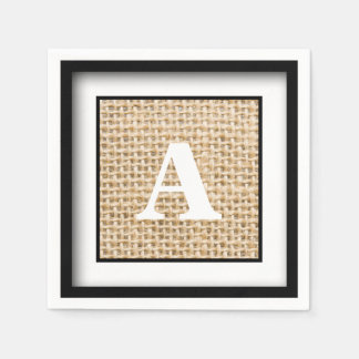 Rustikales Hochzeitburlap-Monogramm Gerahmt Serviette