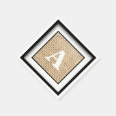 Rustikales Hochzeitburlap-Monogramm Gerahmt Serviette (Ecke)