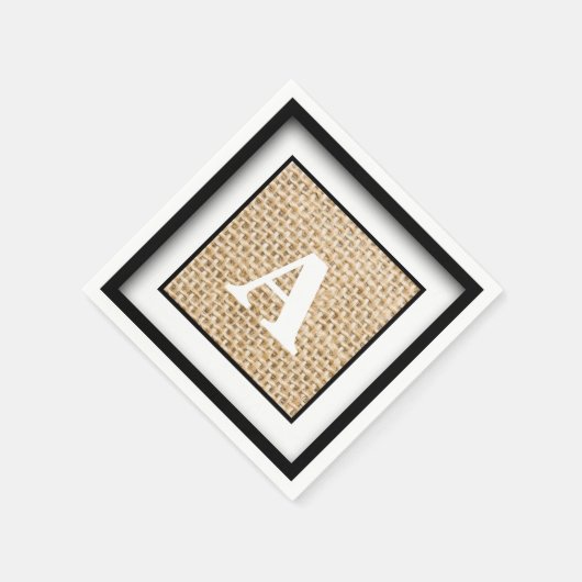 Rustikales Hochzeitburlap-Monogramm Gerahmt Serviette (Ecke)