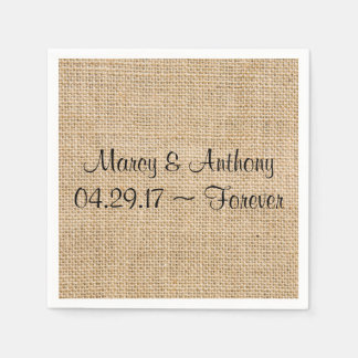 Rustikales Hochzeitburlap-Personalisierte Namen Da Serviette