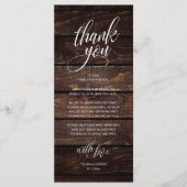 Rustikales Hochzeitessen Probe Dinner Danke Karte (Vorderseite)