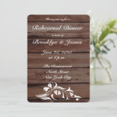 Rustikales Hochzeitessen Probe Einladung (Stehend Vorderseite)