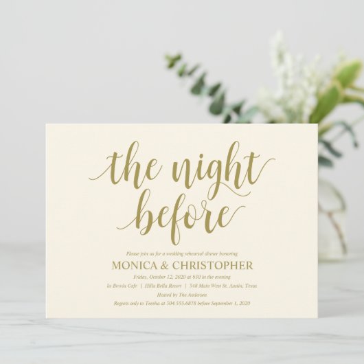 Rustikales Hochzeitessen Probe Einladung (Stehend Vorderseite)