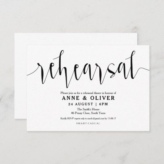 Rustikales Hochzeitessen Probe Einladung (Vorne/Hinten)