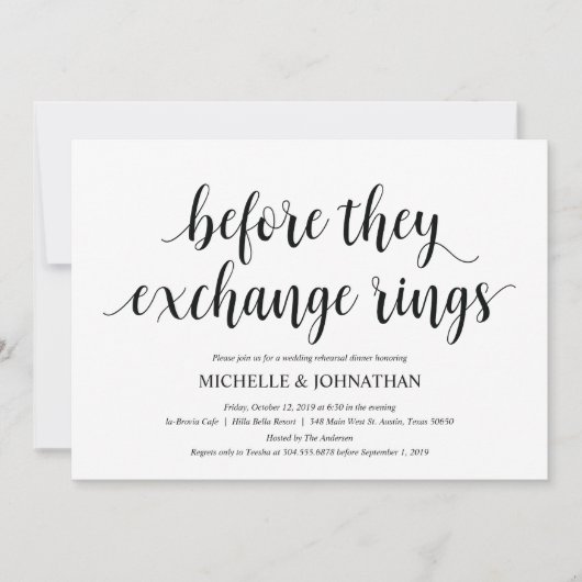 Rustikales Hochzeitessen Probe Einladungskarten (Vorderseite)