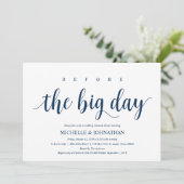 Rustikales Hochzeitessen, Probe Navy Blue Einladung (Stehend Vorderseite)