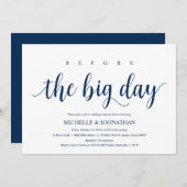 Rustikales Hochzeitessen, Probe Navy Blue Einladung (Vorne/Hinten)