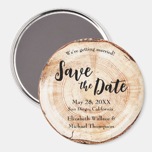 Rustikales Hochzeithandgeschriebenes Skript Holz Magnet (Vorderseite/Rückseite)