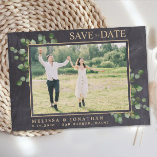 Rustikales Hochzeitliches Eukalyptus-Foto Save The Date