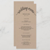 Rustikales Hochzeitmenü mit brauner Kraft-Karte Menükarte (Vorne/Hinten)
