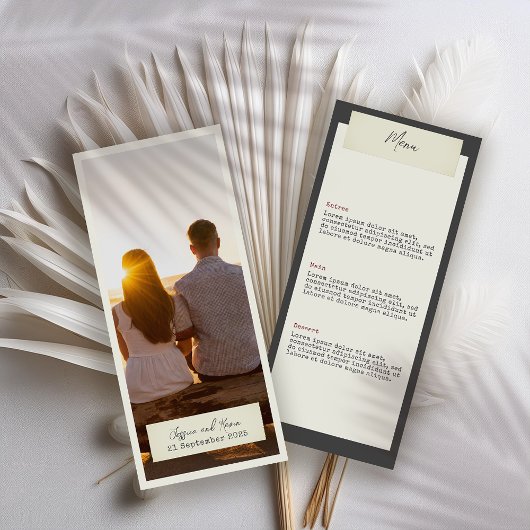 Rustikales Hochzeitmenü mit Foto Menükarte