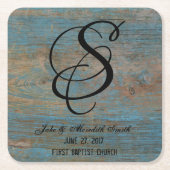 Rustikales Hochzeits-Monogramm getragene Rechteckiger Pappuntersetzer (Vorderseite)