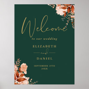 Rustikales Hochzeits-Willkommensschild mit florale Poster